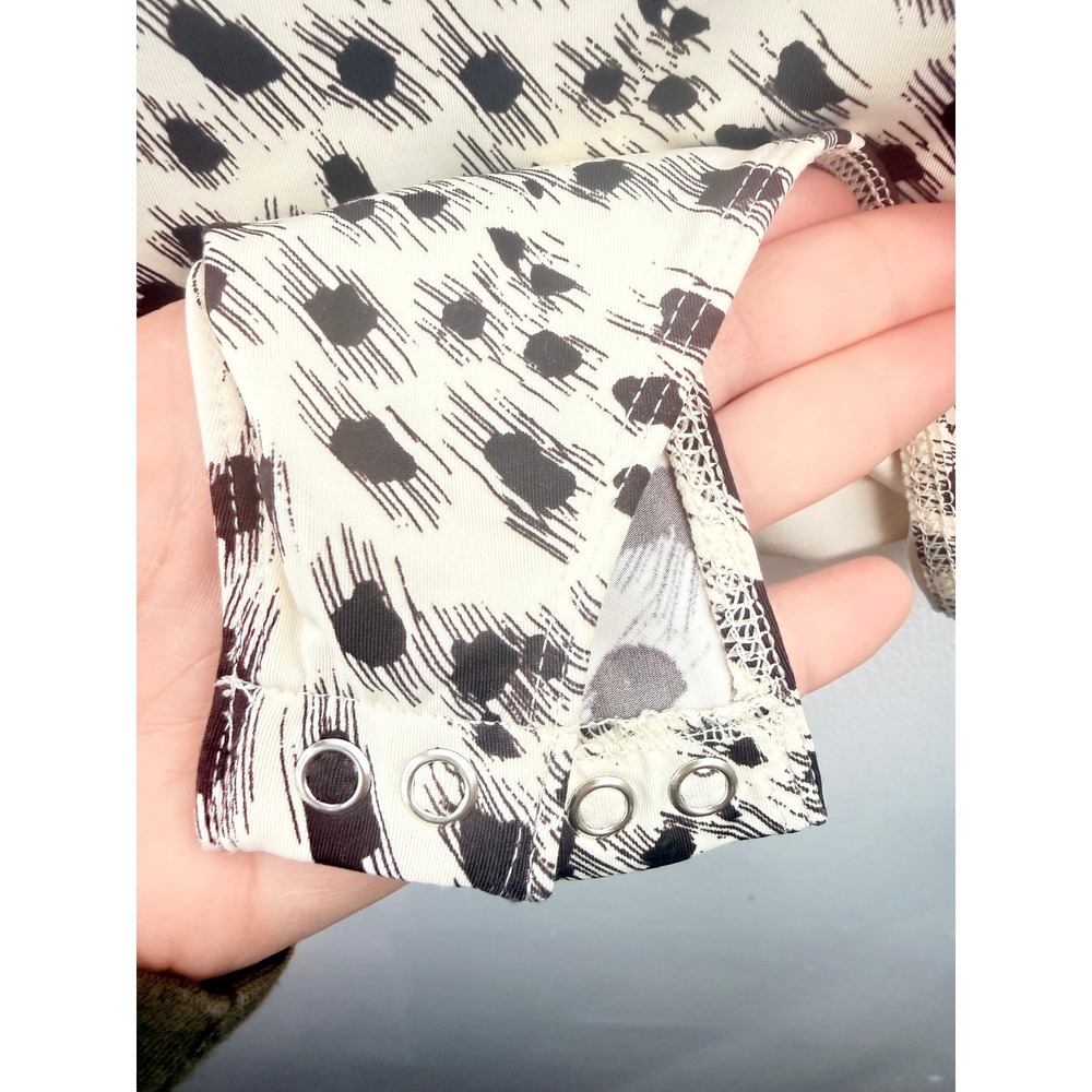 EXPRESS Body Contour Bodysuit Black White Animal Print Size S Feminine Chic City - Picture 7 of 10